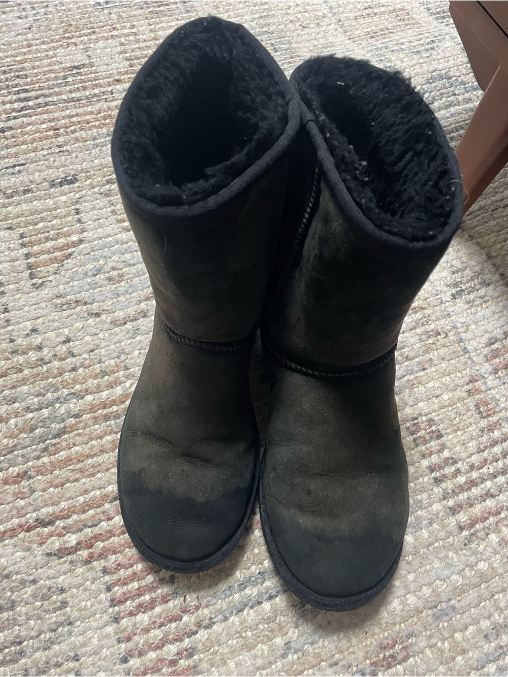 Women's Black Ugg Boots - Shearling Lined Suede Boots - Picture 4 of 5